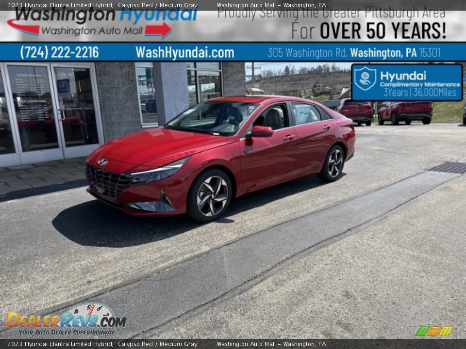 2023 Hyundai Elantra Limited Hybrid Calypso Red / Medium Gray Photo #1