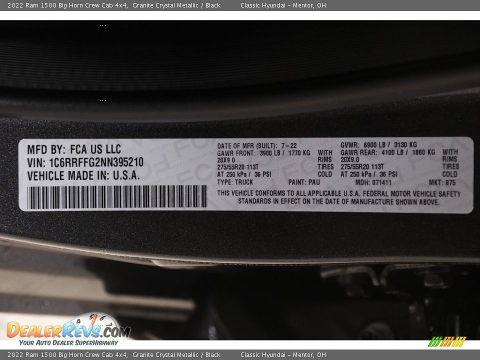 2022 Ram 1500 Big Horn Crew Cab 4x4 Granite Crystal Metallic / Black Photo #25