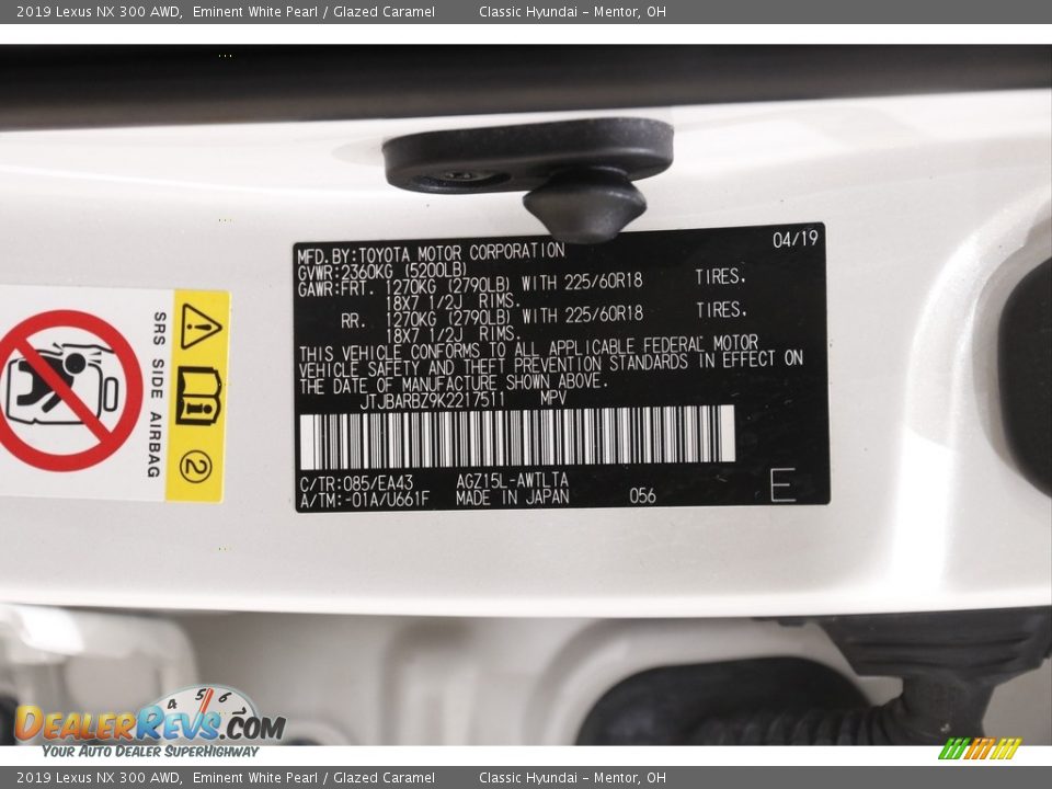 2019 Lexus NX 300 AWD Eminent White Pearl / Glazed Caramel Photo #23