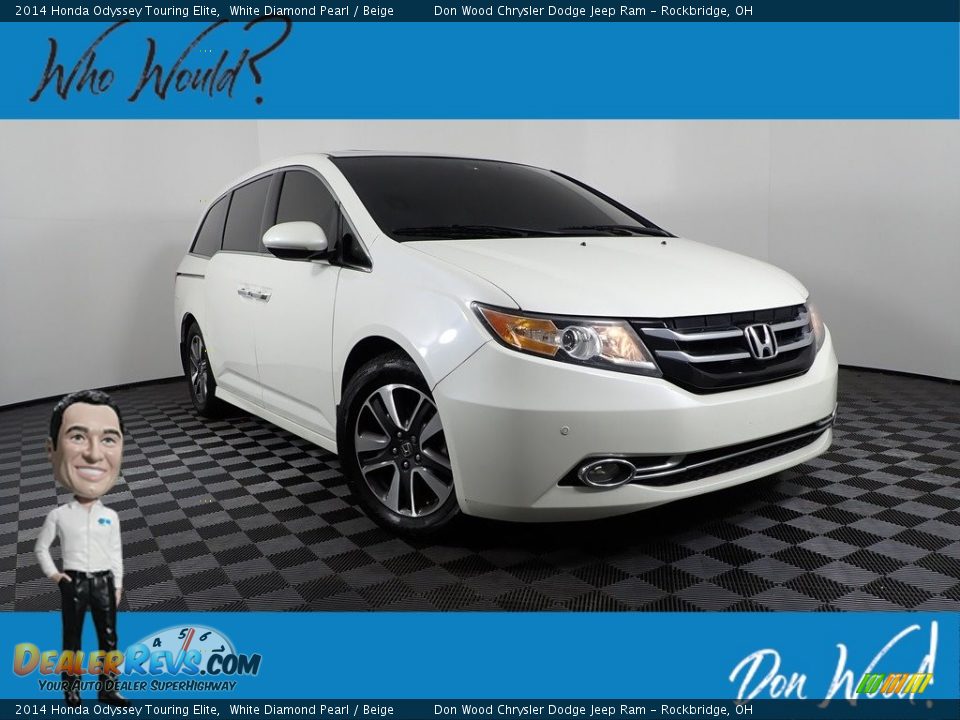 2014 Honda Odyssey Touring Elite White Diamond Pearl / Beige Photo #1
