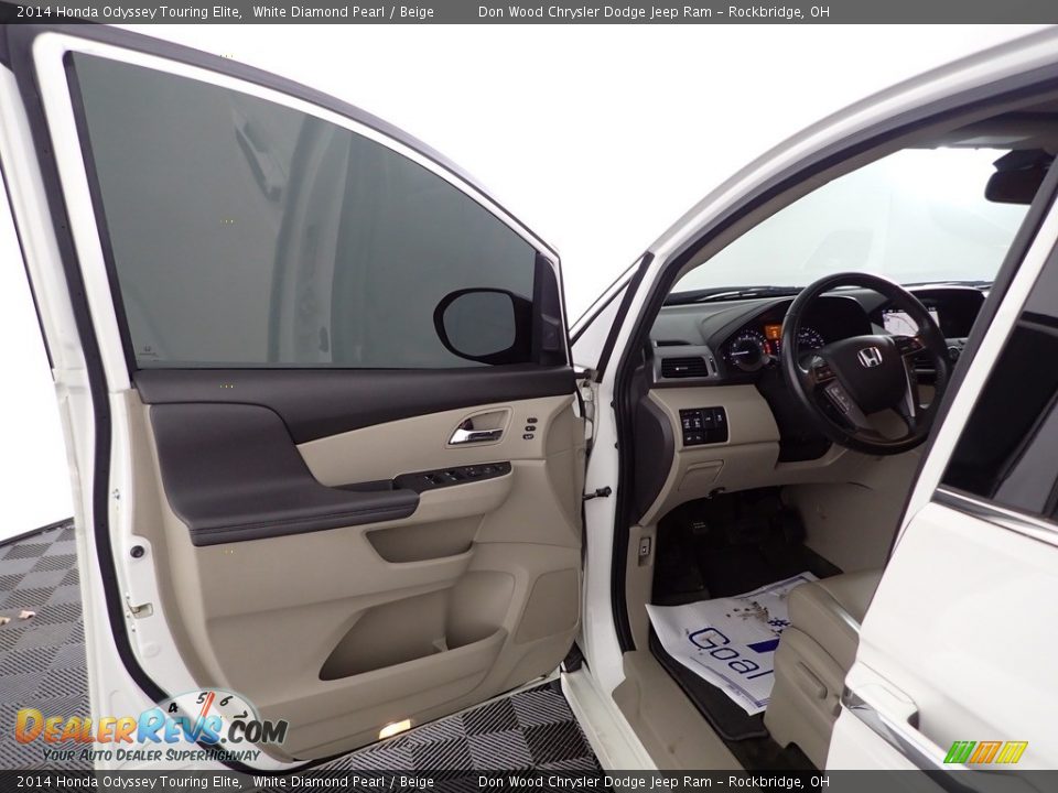2014 Honda Odyssey Touring Elite White Diamond Pearl / Beige Photo #14
