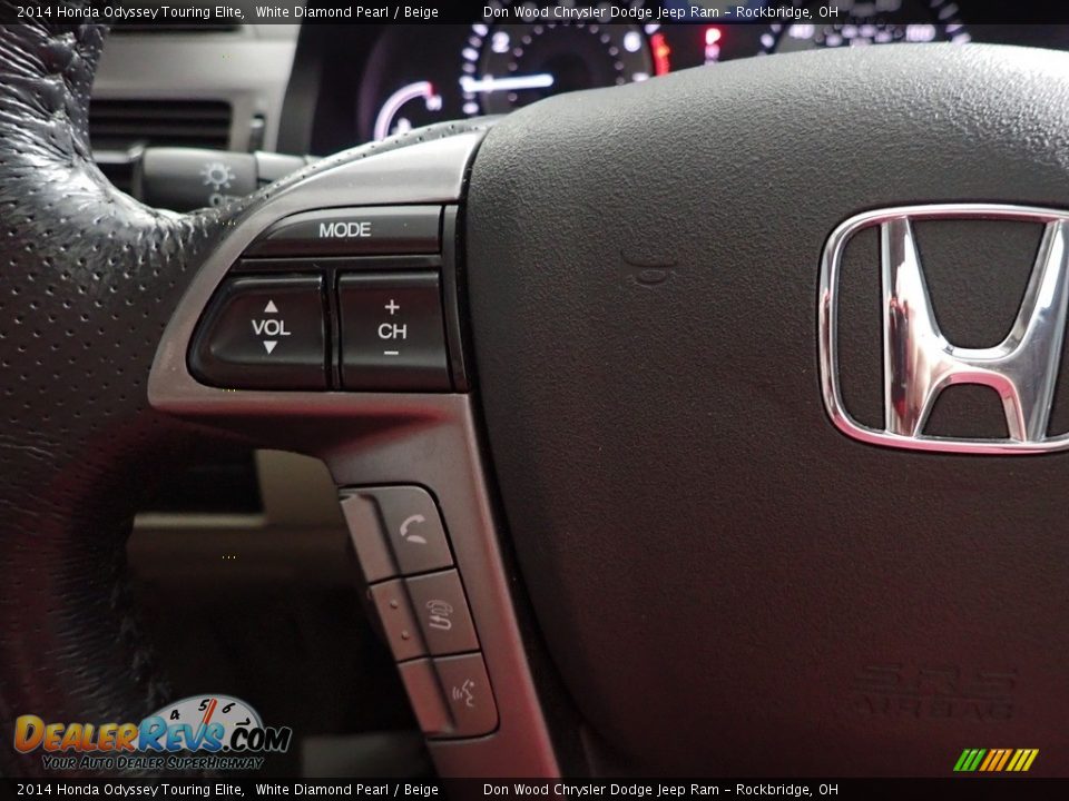 2014 Honda Odyssey Touring Elite White Diamond Pearl / Beige Photo #19
