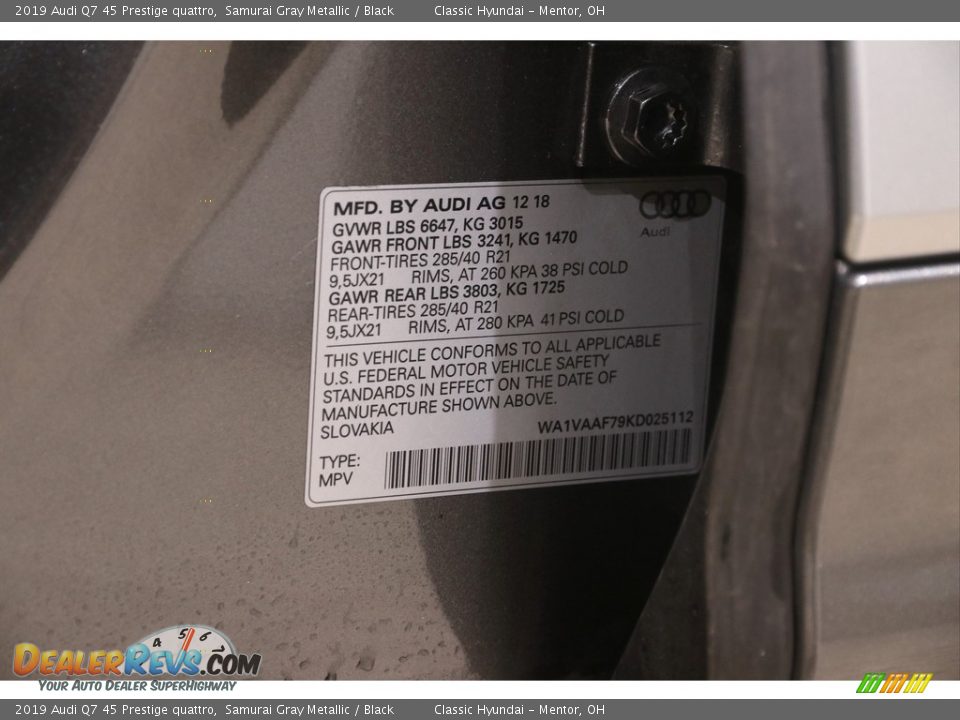 2019 Audi Q7 45 Prestige quattro Samurai Gray Metallic / Black Photo #25