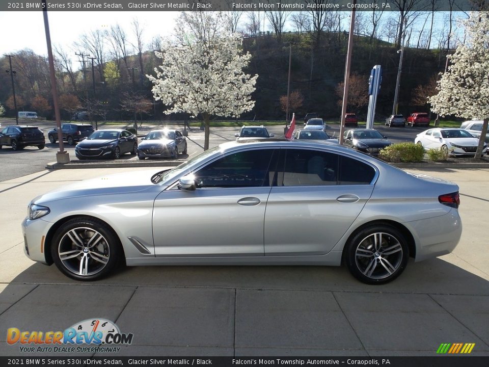 2021 BMW 5 Series 530i xDrive Sedan Glacier Silver Metallic / Black Photo #6