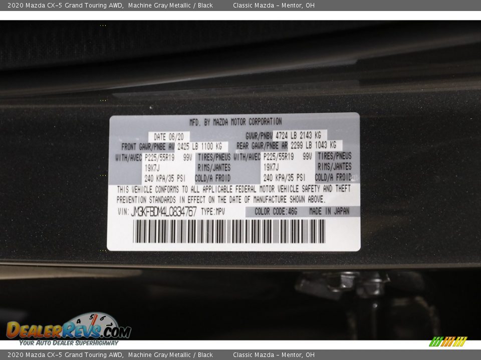 2020 Mazda CX-5 Grand Touring AWD Machine Gray Metallic / Black Photo #21
