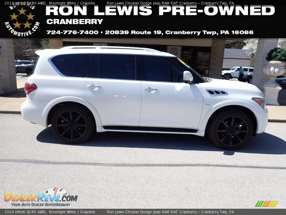 2014 Infiniti QX80 AWD Moonlight White / Graphite Photo #1