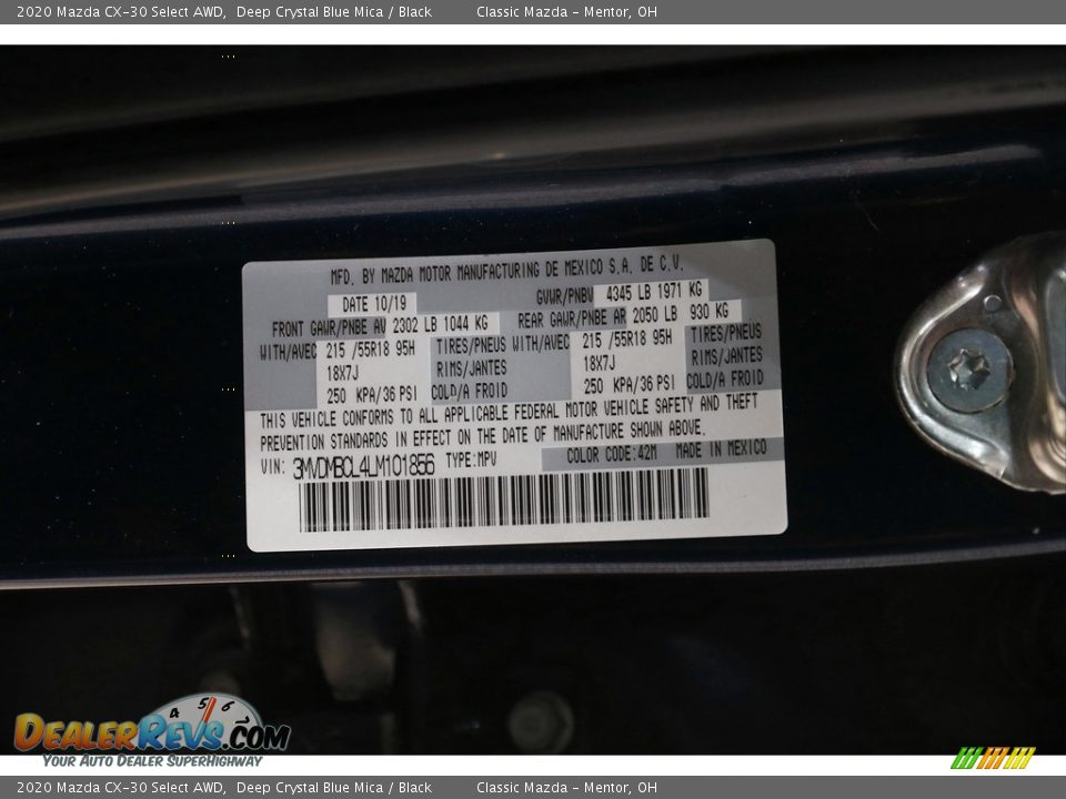 2020 Mazda CX-30 Select AWD Deep Crystal Blue Mica / Black Photo #20