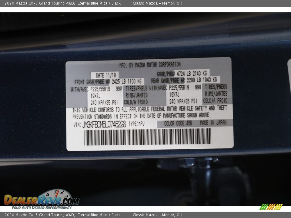 2020 Mazda CX-5 Grand Touring AWD Eternal Blue Mica / Black Photo #21