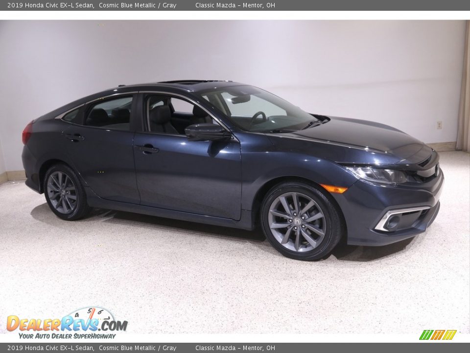 2019 Honda Civic EX-L Sedan Cosmic Blue Metallic / Gray Photo #1