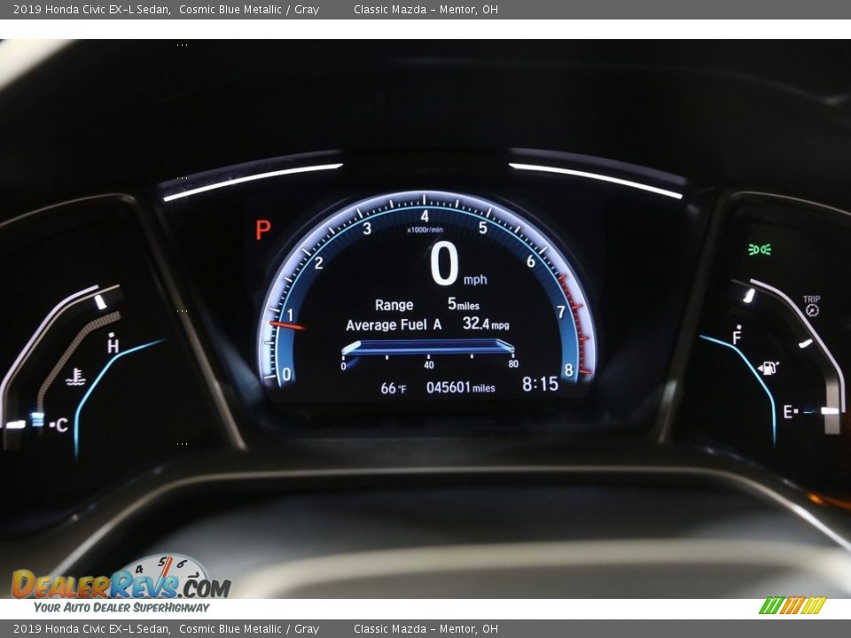 2019 Honda Civic EX-L Sedan Cosmic Blue Metallic / Gray Photo #8