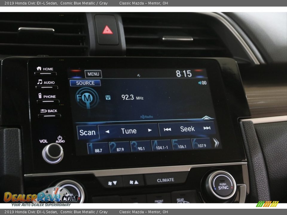 2019 Honda Civic EX-L Sedan Cosmic Blue Metallic / Gray Photo #10