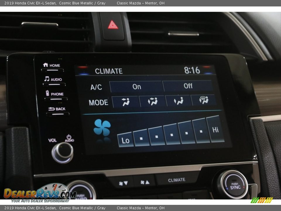 2019 Honda Civic EX-L Sedan Cosmic Blue Metallic / Gray Photo #12