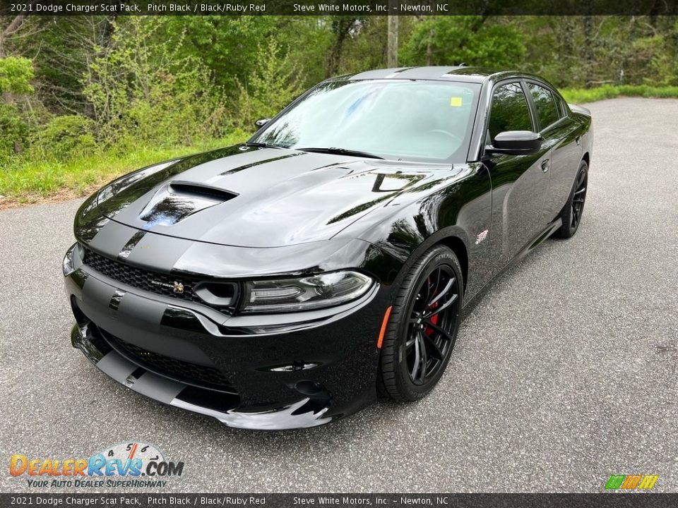 2021 Dodge Charger Scat Pack Pitch Black / Black/Ruby Red Photo #3