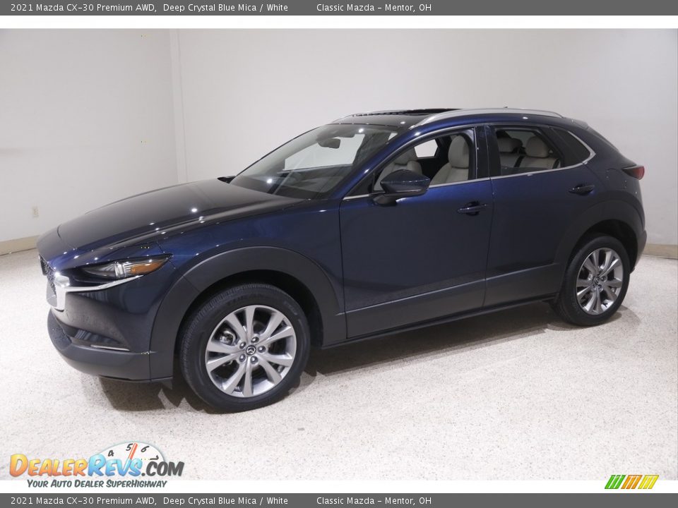 2021 Mazda CX-30 Premium AWD Deep Crystal Blue Mica / White Photo #3
