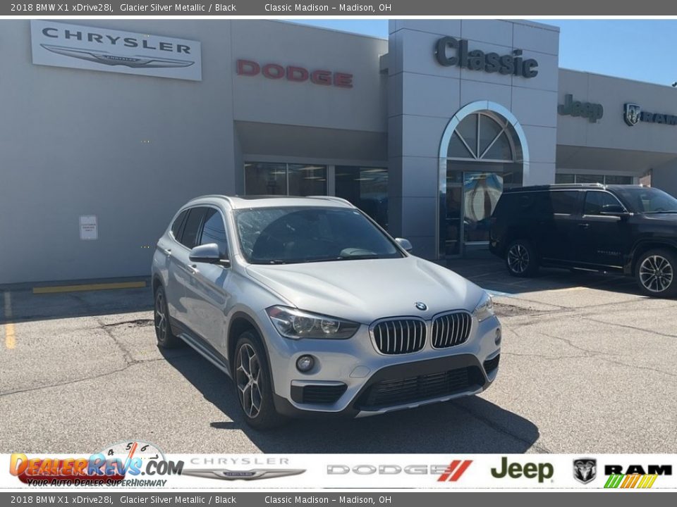 2018 BMW X1 xDrive28i Glacier Silver Metallic / Black Photo #1