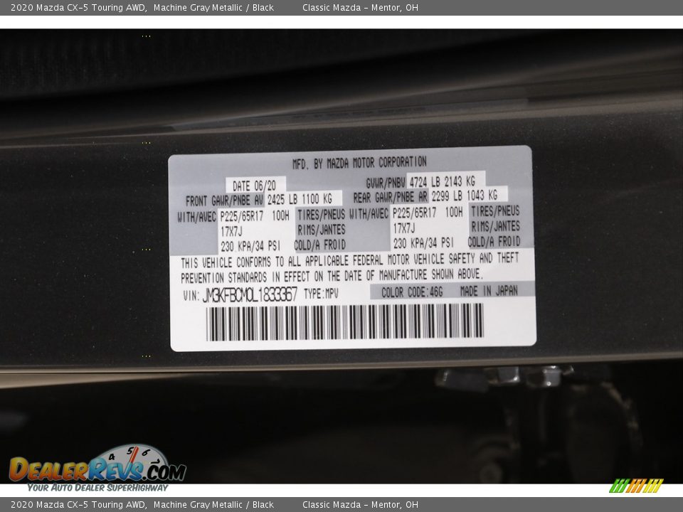 2020 Mazda CX-5 Touring AWD Machine Gray Metallic / Black Photo #21