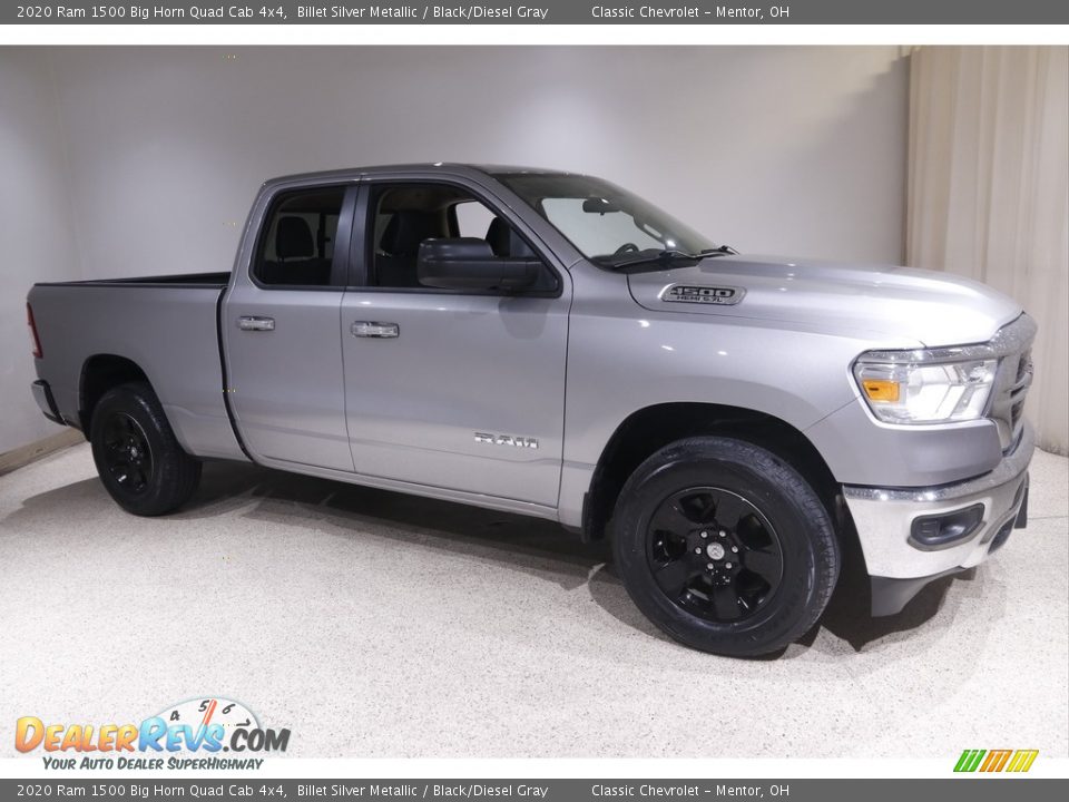 2020 Ram 1500 Big Horn Quad Cab 4x4 Billet Silver Metallic / Black/Diesel Gray Photo #1