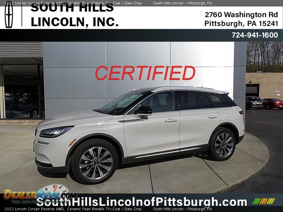 2022 Lincoln Corsair Reserve AWD Ceramic Pearl Metallic Tri-Coat / Slate Gray Photo #1