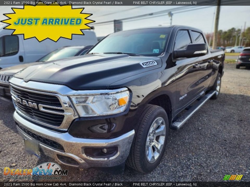 2021 Ram 1500 Big Horn Crew Cab 4x4 Diamond Black Crystal Pearl / Black Photo #1
