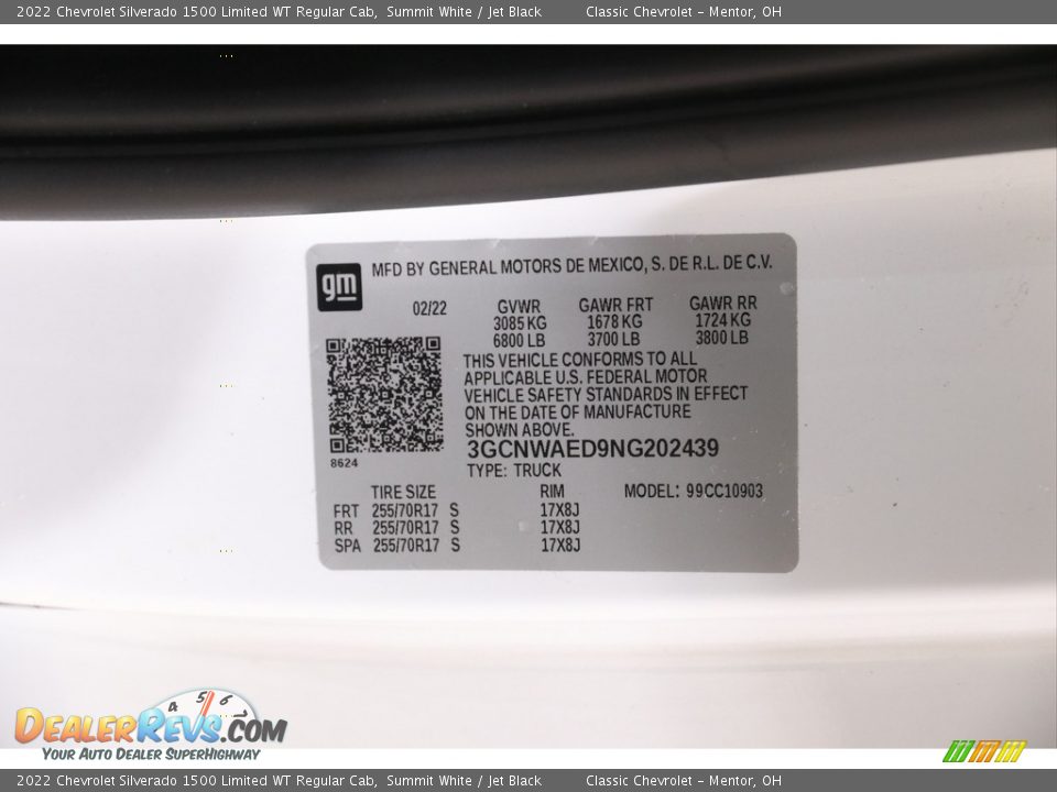 2022 Chevrolet Silverado 1500 Limited WT Regular Cab Summit White / Jet Black Photo #20