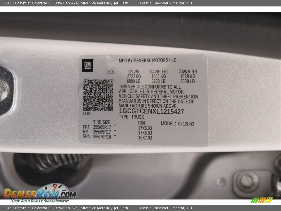 2020 Chevrolet Colorado LT Crew Cab 4x4 Silver Ice Metallic / Jet Black Photo #23