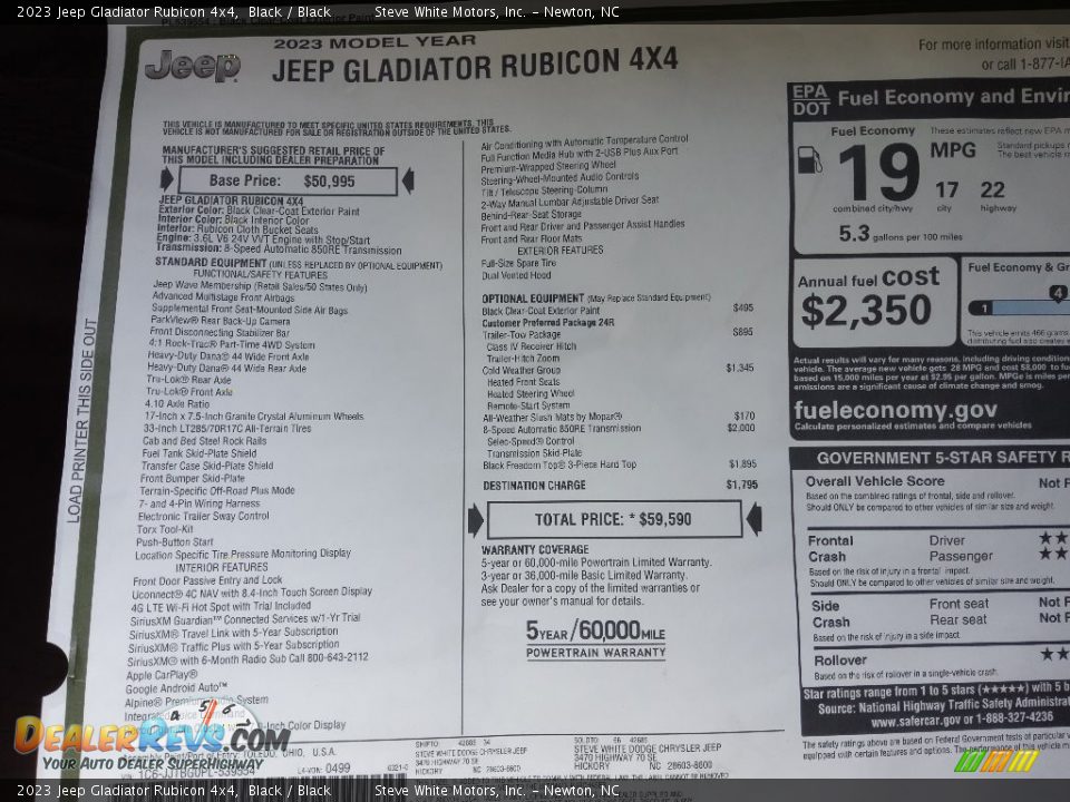 2023 Jeep Gladiator Rubicon 4x4 Black / Black Photo #30