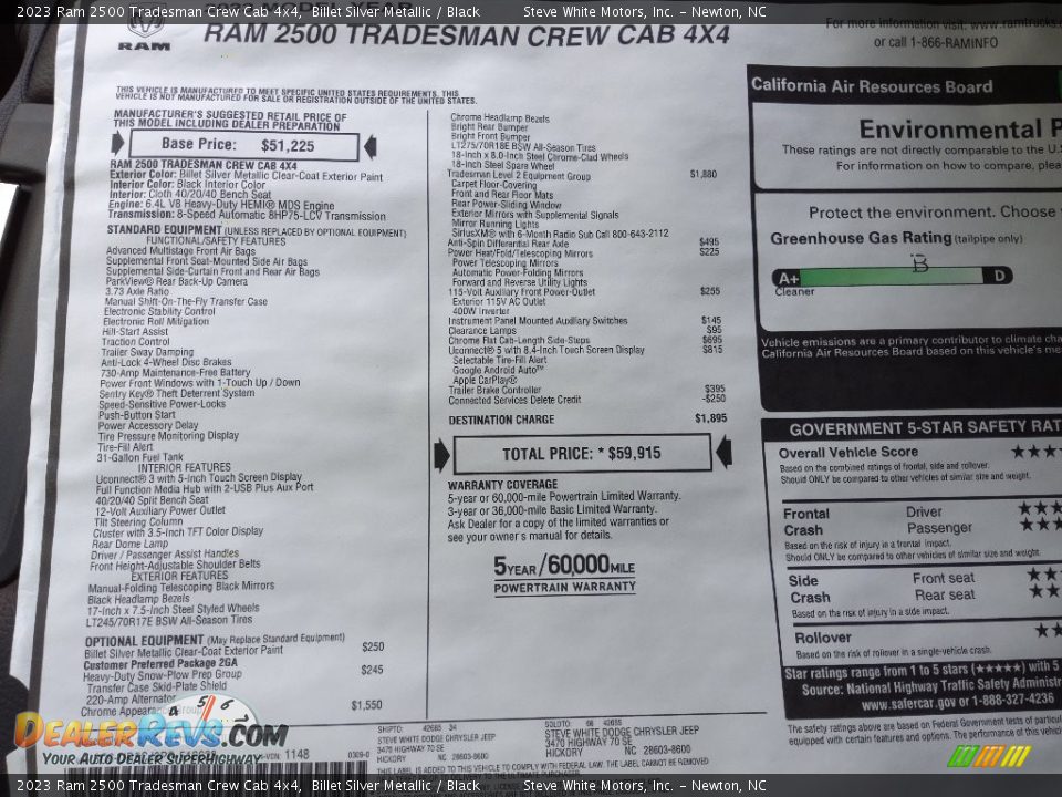 2023 Ram 2500 Tradesman Crew Cab 4x4 Window Sticker Photo #26