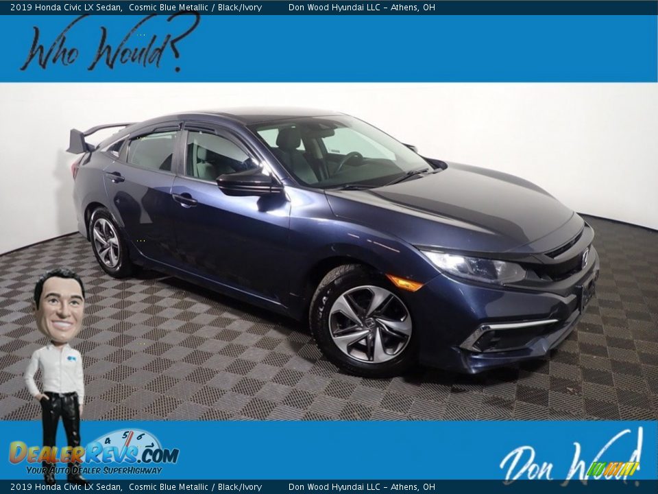 2019 Honda Civic LX Sedan Cosmic Blue Metallic / Black/Ivory Photo #1
