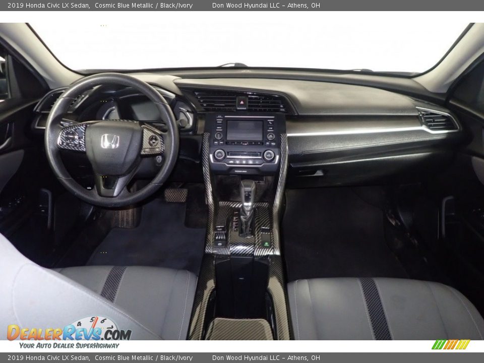 2019 Honda Civic LX Sedan Cosmic Blue Metallic / Black/Ivory Photo #22