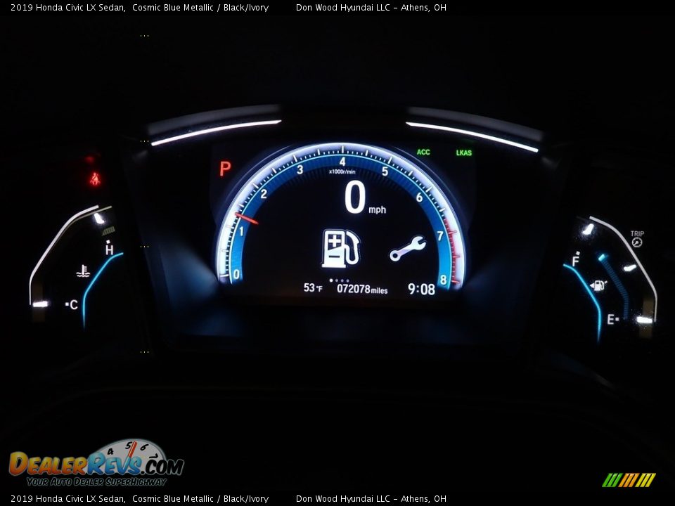 2019 Honda Civic LX Sedan Cosmic Blue Metallic / Black/Ivory Photo #26