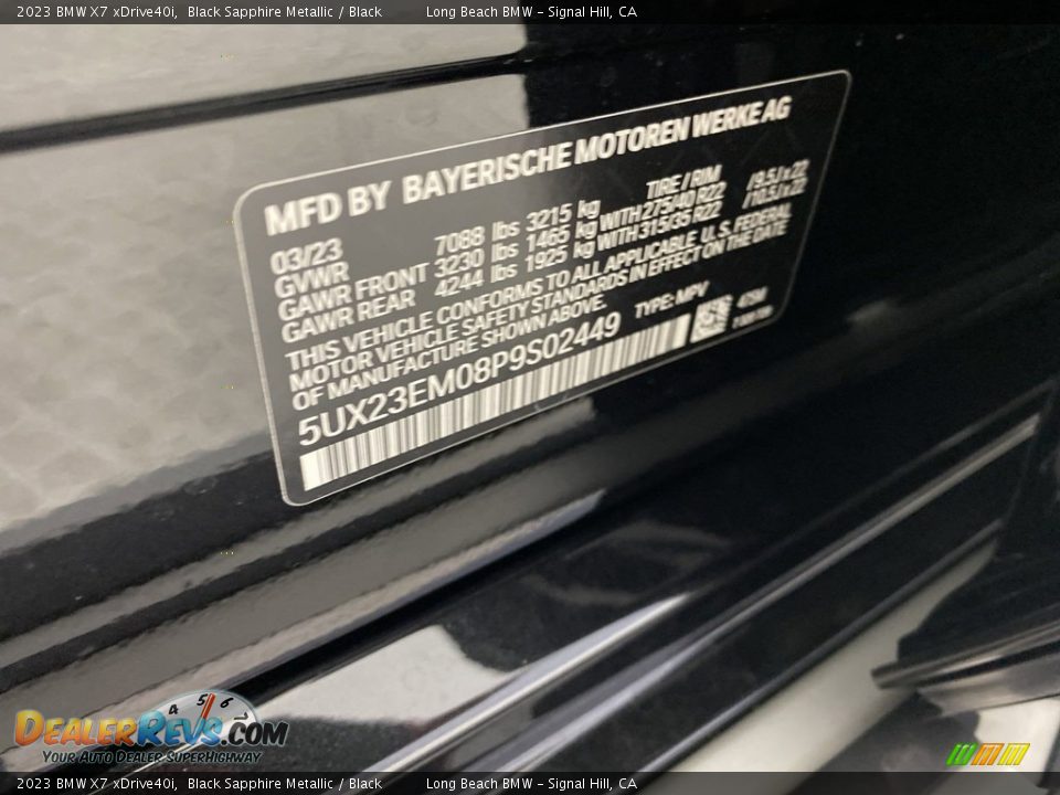 2023 BMW X7 xDrive40i Black Sapphire Metallic / Black Photo #26