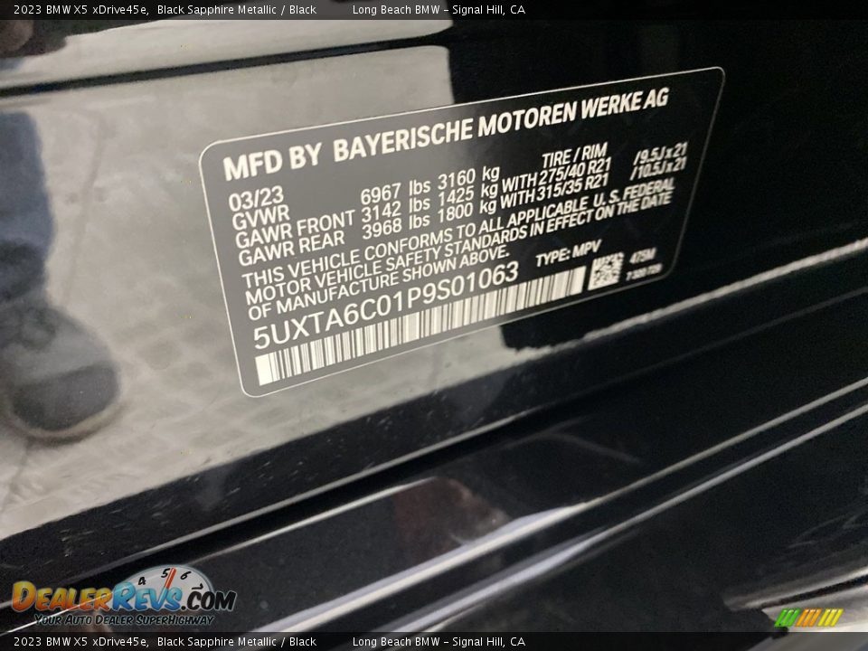 2023 BMW X5 xDrive45e Black Sapphire Metallic / Black Photo #26