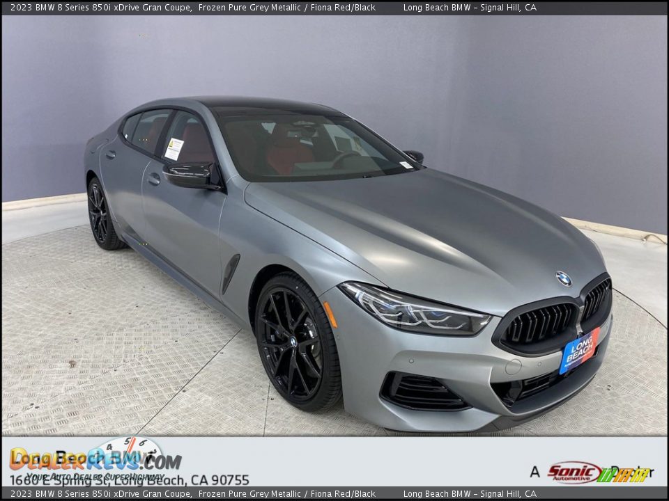 2023 BMW 8 Series 850i xDrive Gran Coupe Frozen Pure Grey Metallic / Fiona Red/Black Photo #1