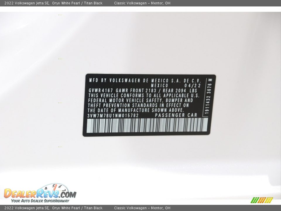 2022 Volkswagen Jetta SE Oryx White Pearl / Titan Black Photo #21