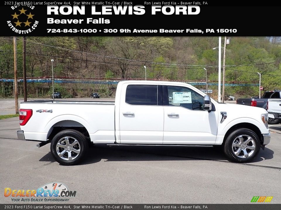 2023 Ford F150 Lariat SuperCrew 4x4 Star White Metallic Tri-Coat / Black Photo #1