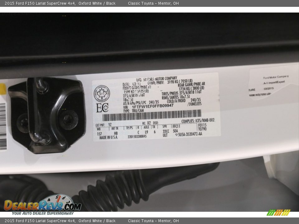 2015 Ford F150 Lariat SuperCrew 4x4 Oxford White / Black Photo #26
