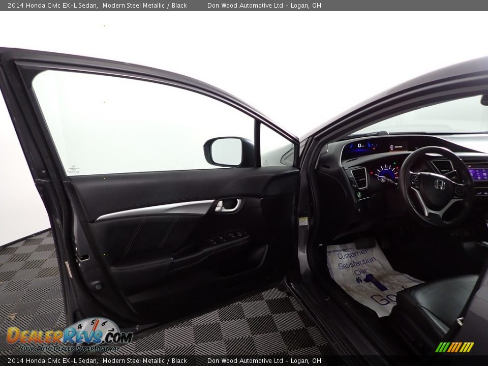 2014 Honda Civic EX-L Sedan Modern Steel Metallic / Black Photo #13
