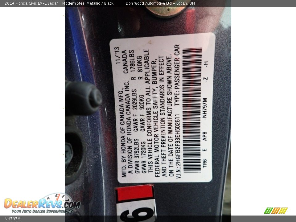 Honda Color Code NH797M Modern Steel Metallic