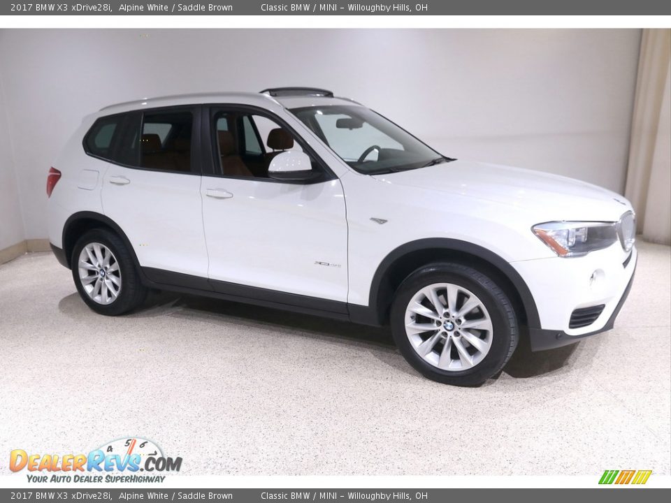 2017 BMW X3 xDrive28i Alpine White / Saddle Brown Photo #1