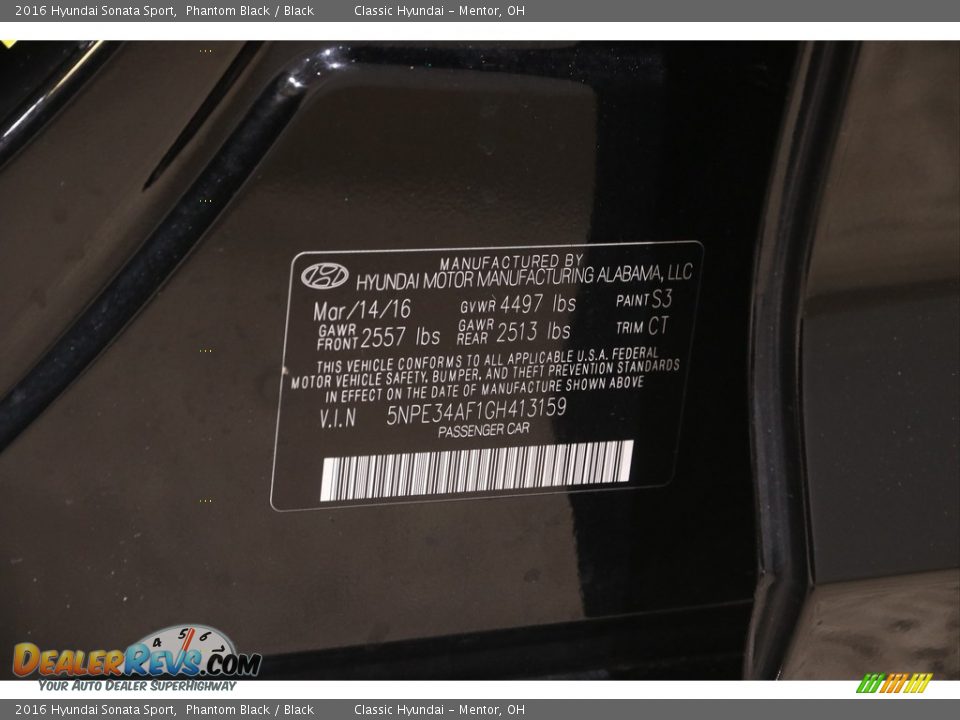 2016 Hyundai Sonata Sport Phantom Black / Black Photo #21