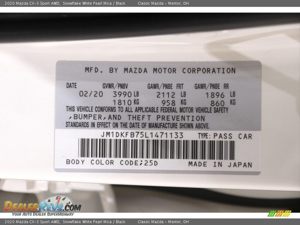 2020 Mazda CX-3 Sport AWD Snowflake White Pearl Mica / Black Photo #20