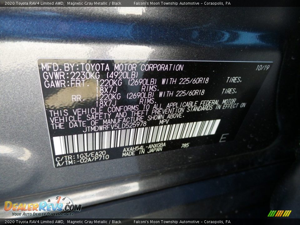2020 Toyota RAV4 Limited AWD Magnetic Gray Metallic / Black Photo #27