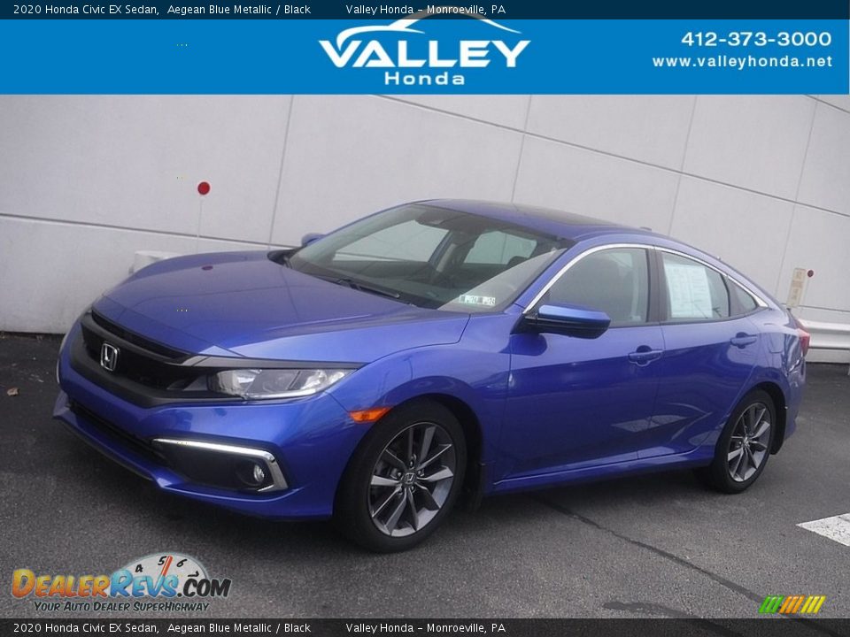 2020 Honda Civic EX Sedan Aegean Blue Metallic / Black Photo #1