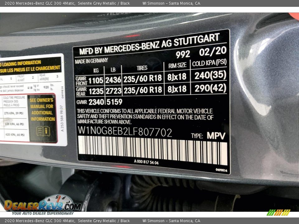 2020 Mercedes-Benz GLC 300 4Matic Selenite Grey Metallic / Black Photo #33