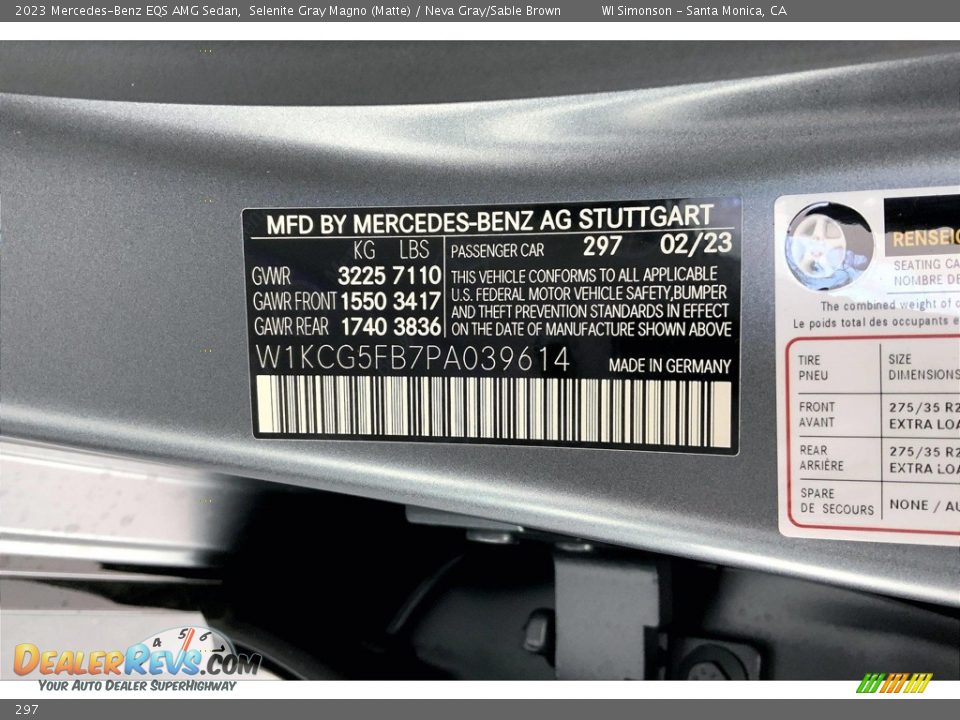 Mercedes-Benz Color Code 297 Selenite Gray Magno (Matte)