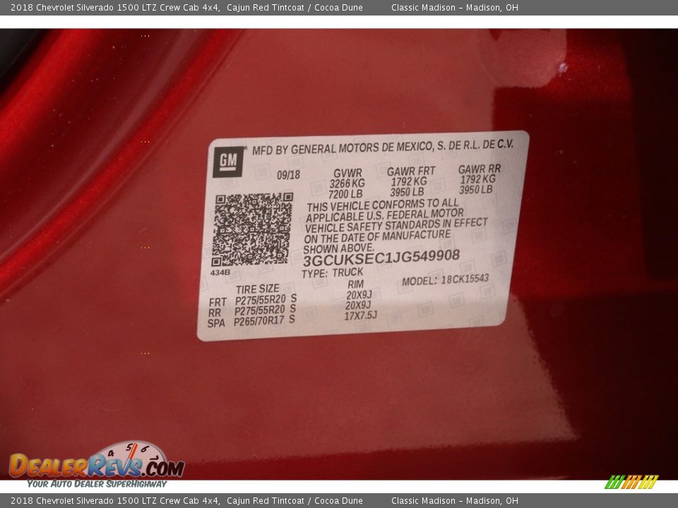 2018 Chevrolet Silverado 1500 LTZ Crew Cab 4x4 Cajun Red Tintcoat / Cocoa Dune Photo #24