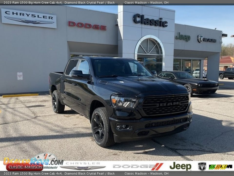 2023 Ram 1500 Big Horn Crew Cab 4x4 Diamond Black Crystal Pearl / Black Photo #1