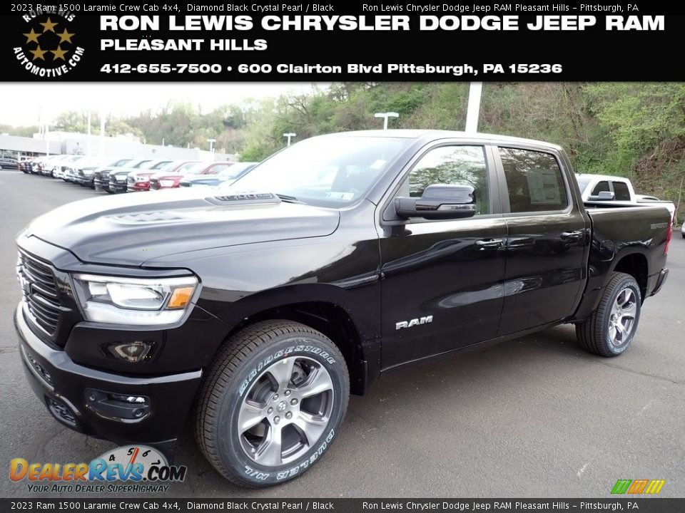 2023 Ram 1500 Laramie Crew Cab 4x4 Diamond Black Crystal Pearl / Black Photo #1