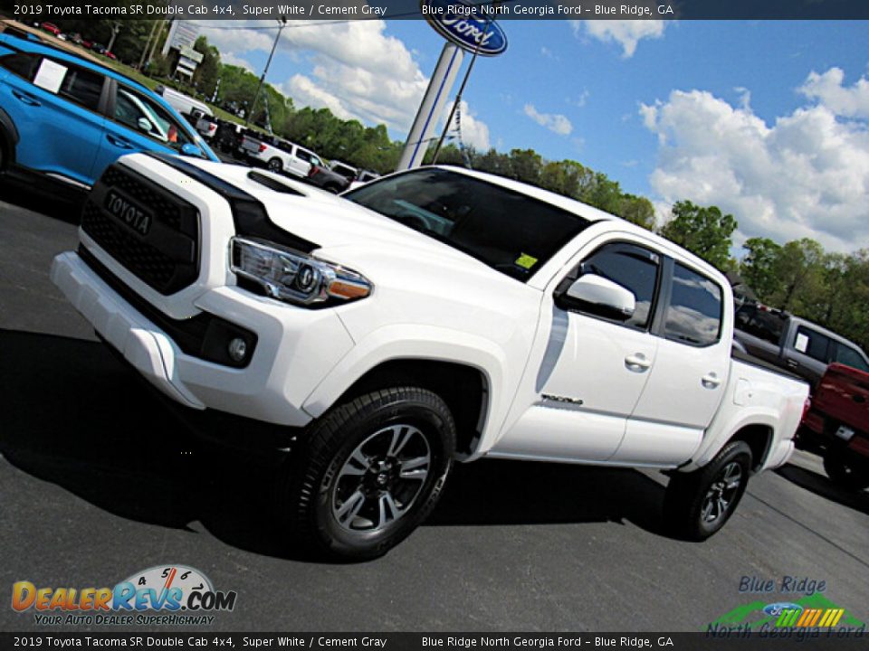 2019 Toyota Tacoma SR Double Cab 4x4 Super White / Cement Gray Photo #26