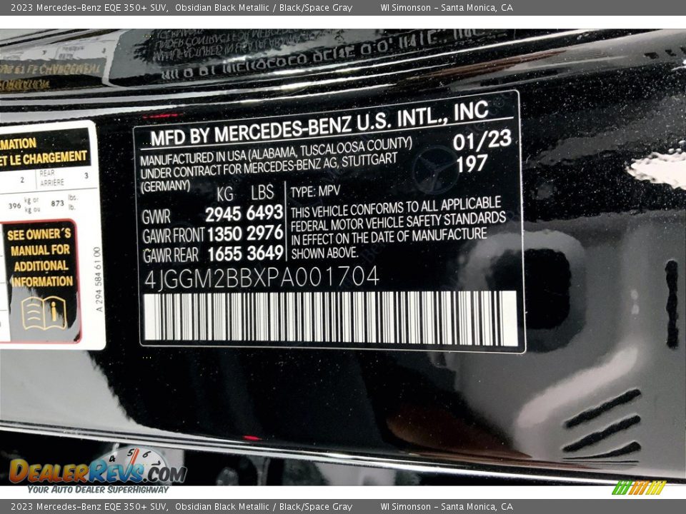 2023 Mercedes-Benz EQE 350+ SUV Obsidian Black Metallic / Black/Space Gray Photo #10
